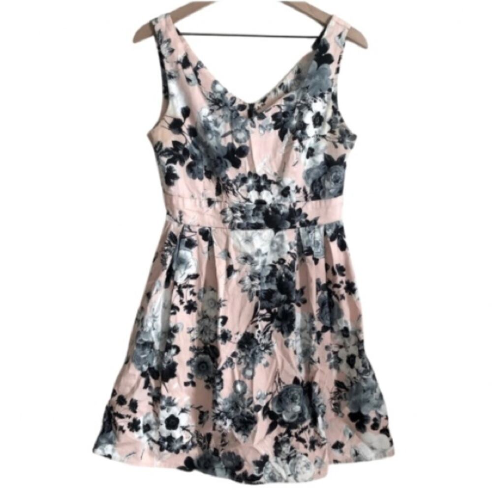 Modcloth IXIA Contrast As You Can Pink and Blue Floral Skater Pinup Tank Dress